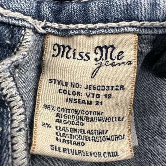 MISS ME - Women's Size 27 Rhinestone Wing JE6003T2R Straight Jeans A46 - Picture 3 of 16